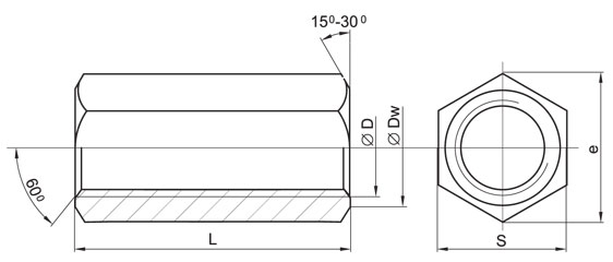 гайка удлиненная din 6334 чертеж гайка удлиненная din 6334 чертеж